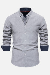 Long Sleeve Casual Button Down Shirt-X5S1136