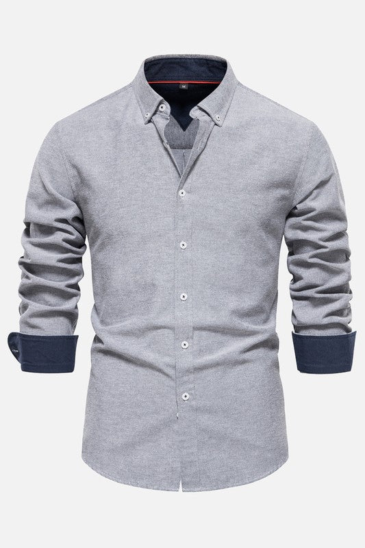 Long Sleeve Casual Button Down Shirt-X5S1136