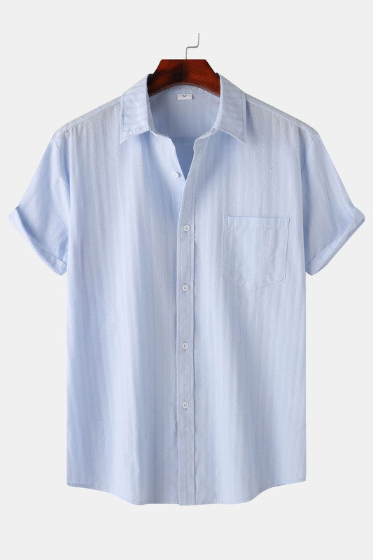 Short Sleeve Solid Color Button Down Shirts-X5S1218