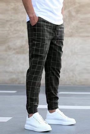 Versatile Plaid Casual Pants with Pockets-X5P0208