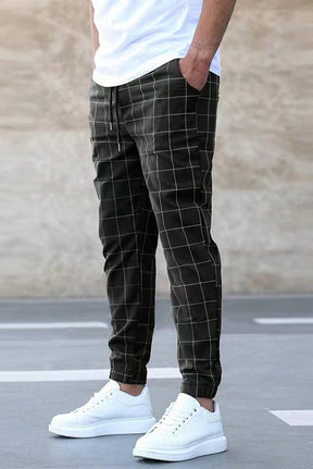 Versatile Plaid Casual Pants with Pockets-X5P0208