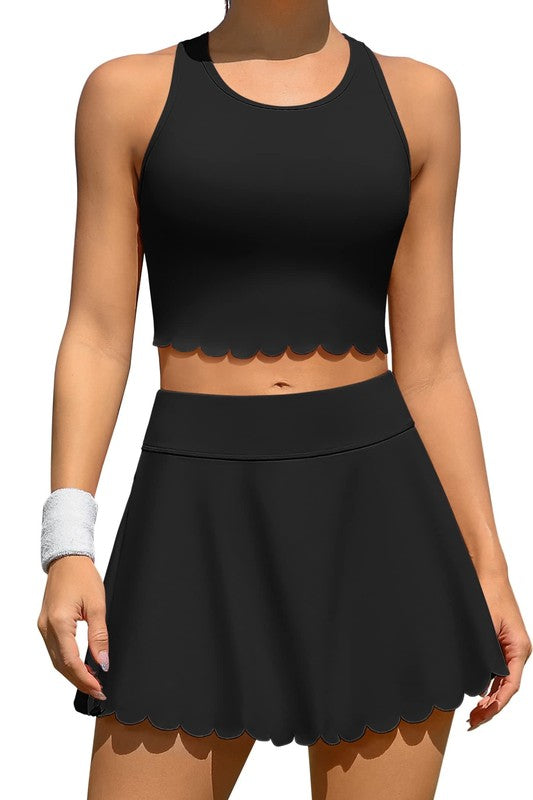 2 Piece Tennis Dresses Workout Dress with Shorts-2401