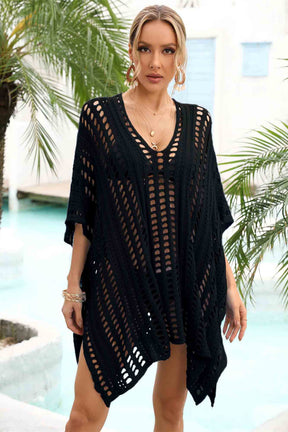 Openwork Side Slit Beach Cover-Up-AL9442