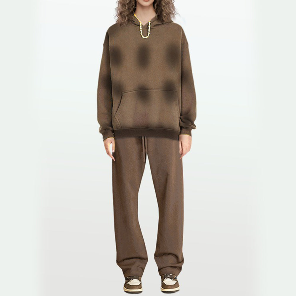 Attraco 2025 Autumn and Winter Women's Spray-dyed Hooded Sweatshirt High Street Trend Oversize Loose Hoodies