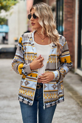 Sweatshirt Hoodie Geometric Print Pullover Top-AL9556