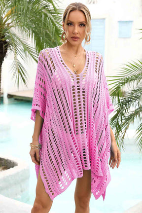 Openwork Side Slit Beach Cover-Up-AL9442