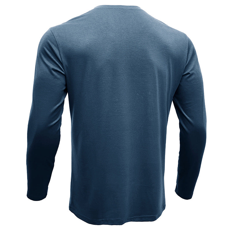 Attraco Men's Long-Sleeve Henley Neck T-Shirt Casual Solid Color Basic Layering Tops