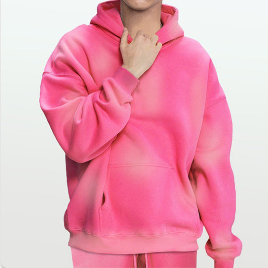 Attraco 2025 Autumn and Winter Women's Spray-dyed Hooded Sweatshirt High Street Trend Oversize Loose Hoodies