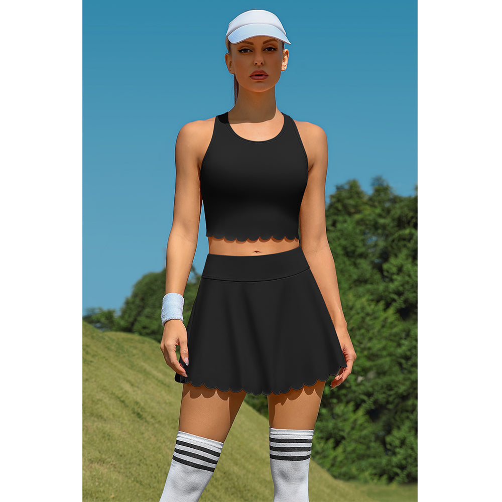 Attraco Women's Tennis Outfits Racerback Golf Activewear Exercise Workout Dress 2 Piece Tennis Skirts Sets