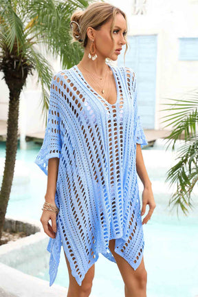 Openwork Side Slit Beach Cover-Up-AL9442