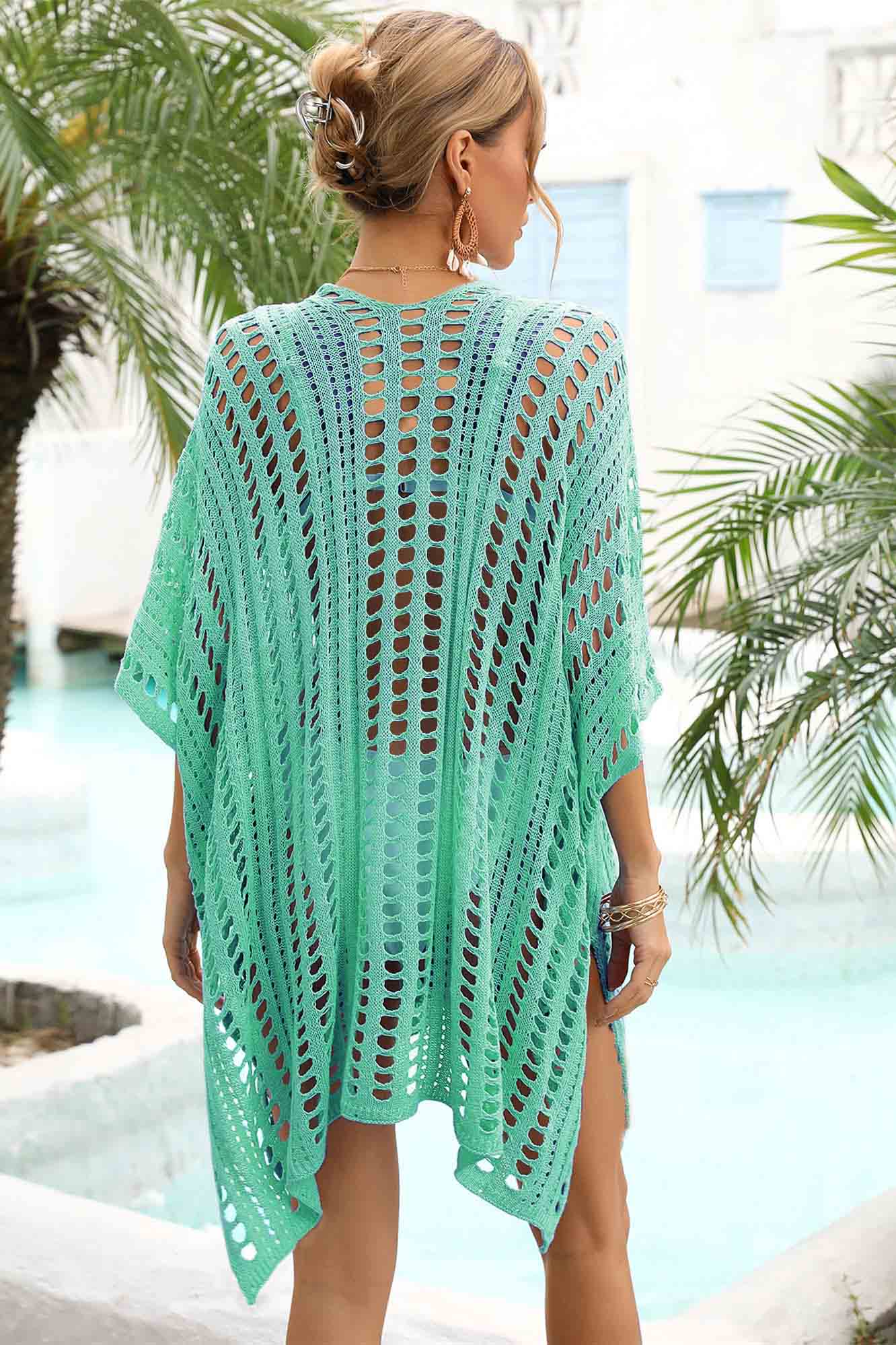 Openwork Side Slit Beach Cover-Up-AL9442