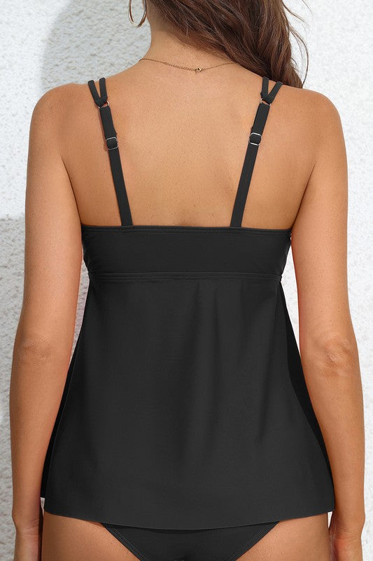 V Neck Padded Tankini Top without Buttom