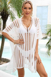 Openwork Side Slit Beach Cover-Up-AL9442