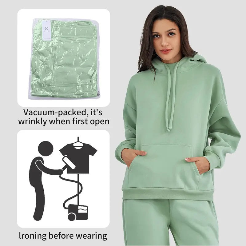 Attraco Women's Airplane Model Travel Hoodie Eye Mask Built in Long Sleeve Oversized Sweatshirt Fleece Hooded with Kangaroo Pocket