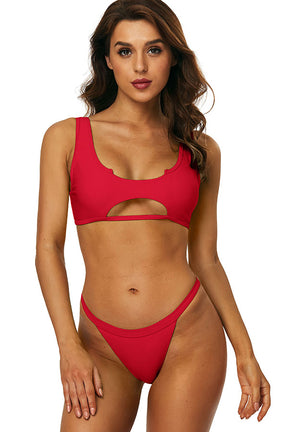 Women's Strappy Longline Triangle Bikini Set-7511