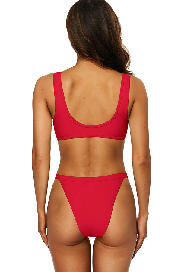 Women's Strappy Longline Triangle Bikini Set-7511