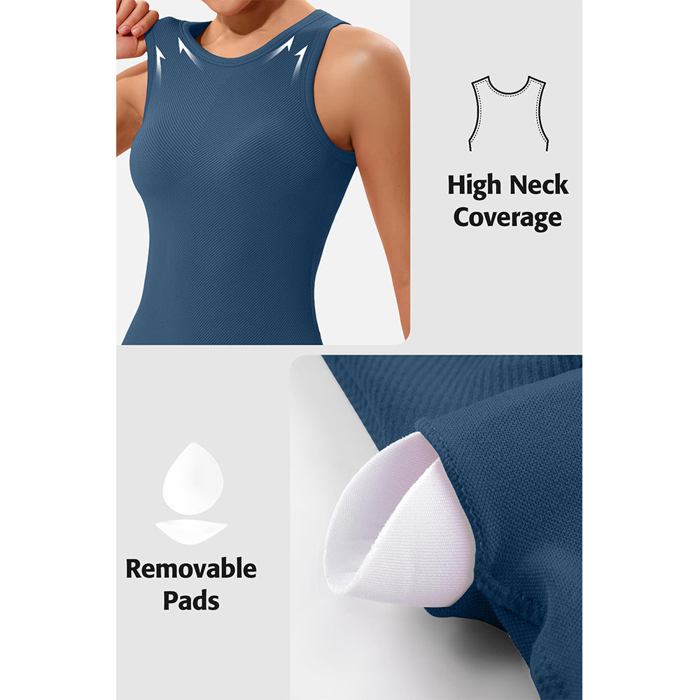 Attraco Women's Workout Tank Tops Seamless Full Length Gym Tops Athletic Yoga Top Built in Bra Sport Tops