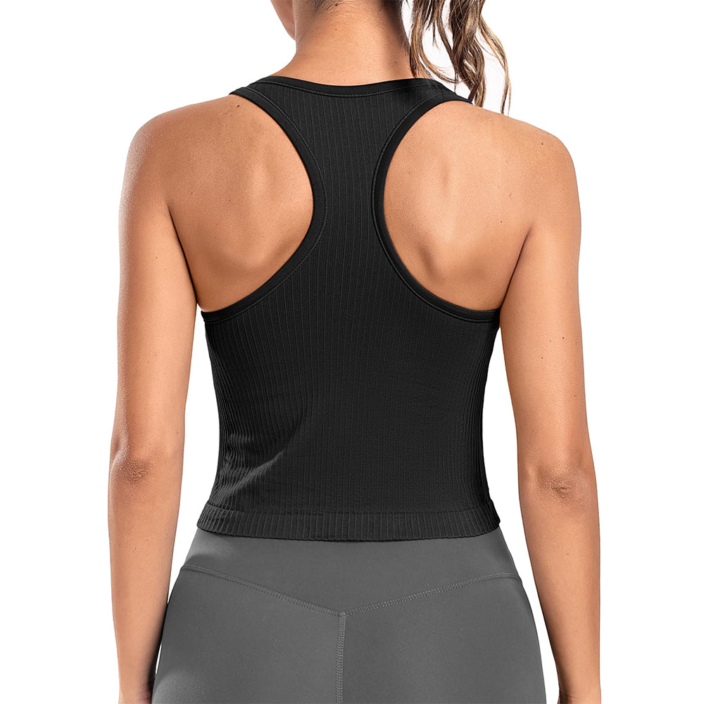 Attraco Women's Workout Tank Tops with Built in Bra Ribbed Seamless Yoga Tanks Tight Fit Sport Tops