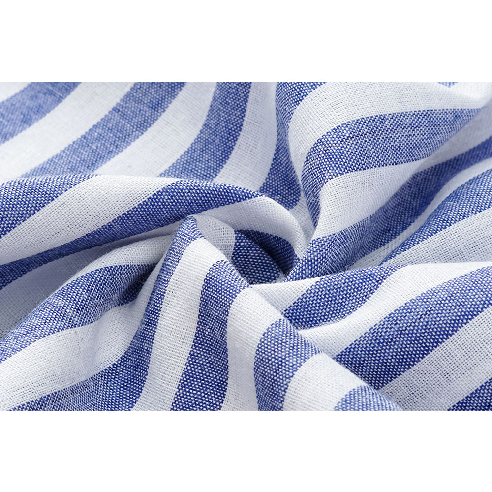 V For City Women's Striped Button-Down Long Sleeve Shirt with Dual Chest Pockets