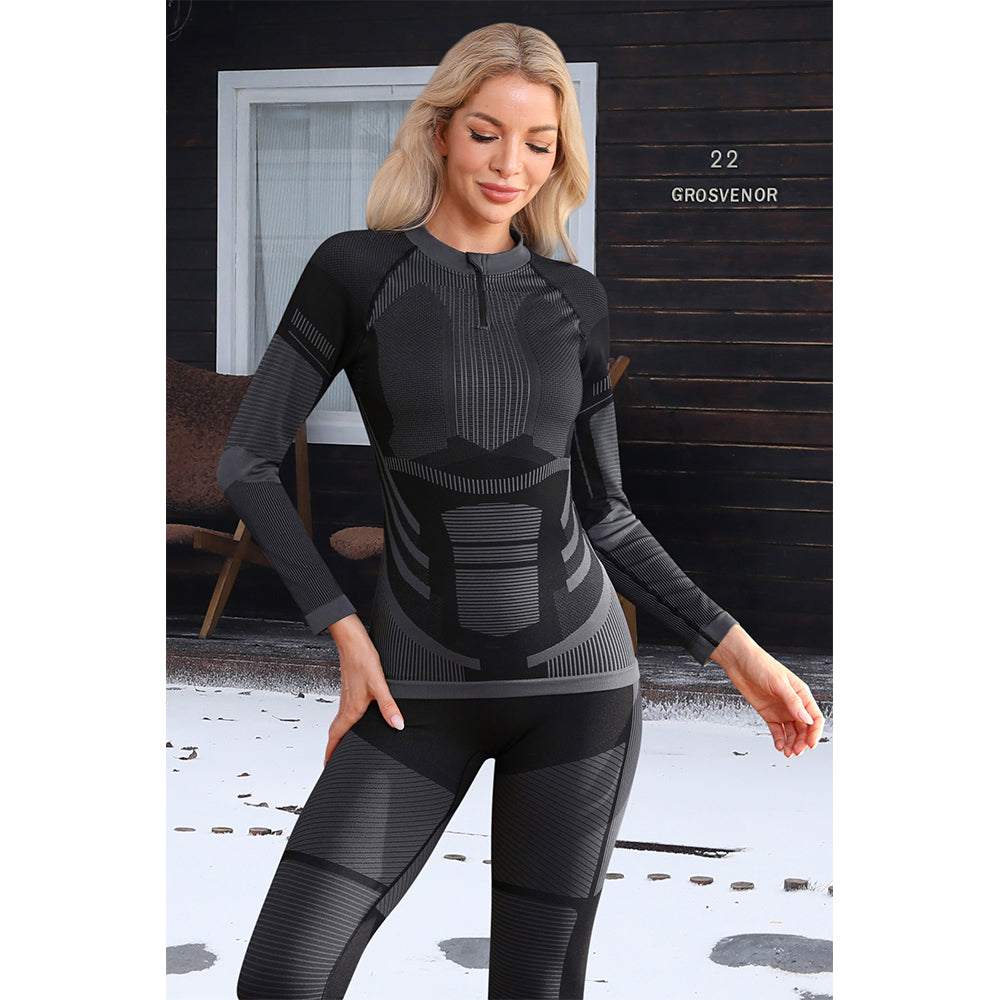 Attraco Women's Thermal Base Layer Set for Skiing Quarter Zip Thermal Underwear for Cold Weather