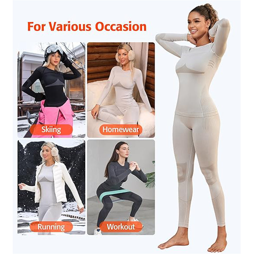 Attraco Women's Thermal Underwear Set Long Johns Warm Base Layer Top & Bottom for Cold Weather