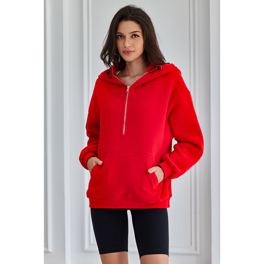 Attraco Women's Gameday Football Sequin Oversized Half Zip Fleece Pullover Hoodies Long Sleeve Fashion Half Zip Sweatshirt Fallfreshness Winter 2025