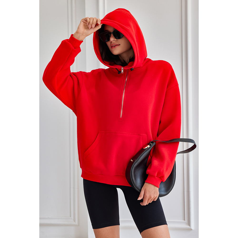 Attraco Women's Gameday Football Sequin Oversized Half Zip Fleece Pullover Hoodies Long Sleeve Fashion Half Zip Sweatshirt Fallfreshness Winter 2025