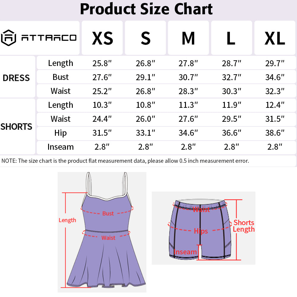 Attraco Women's Tennis Dress with Shorts Golf Workout Exercise Activewear