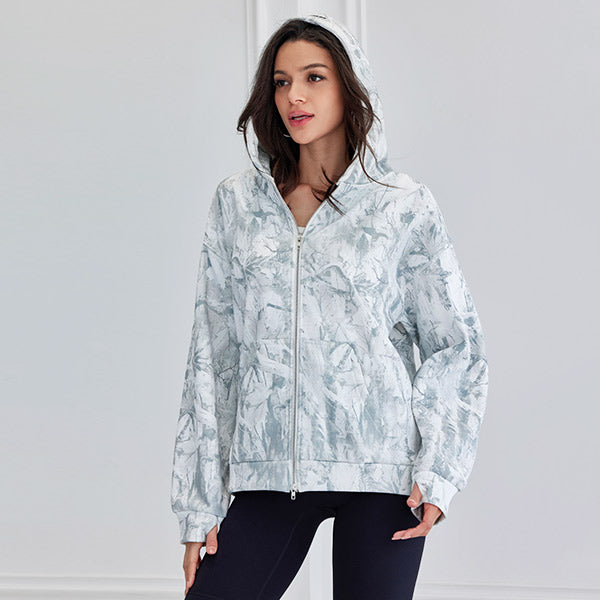 Attraco Women's Oversized Hooded Sweatshirt Solid Color Full Zip Long Sleeve Pocket Sweatshirt