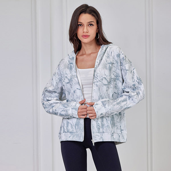 Attraco Women's Oversized Hooded Sweatshirt Solid Color Full Zip Long Sleeve Pocket Sweatshirt