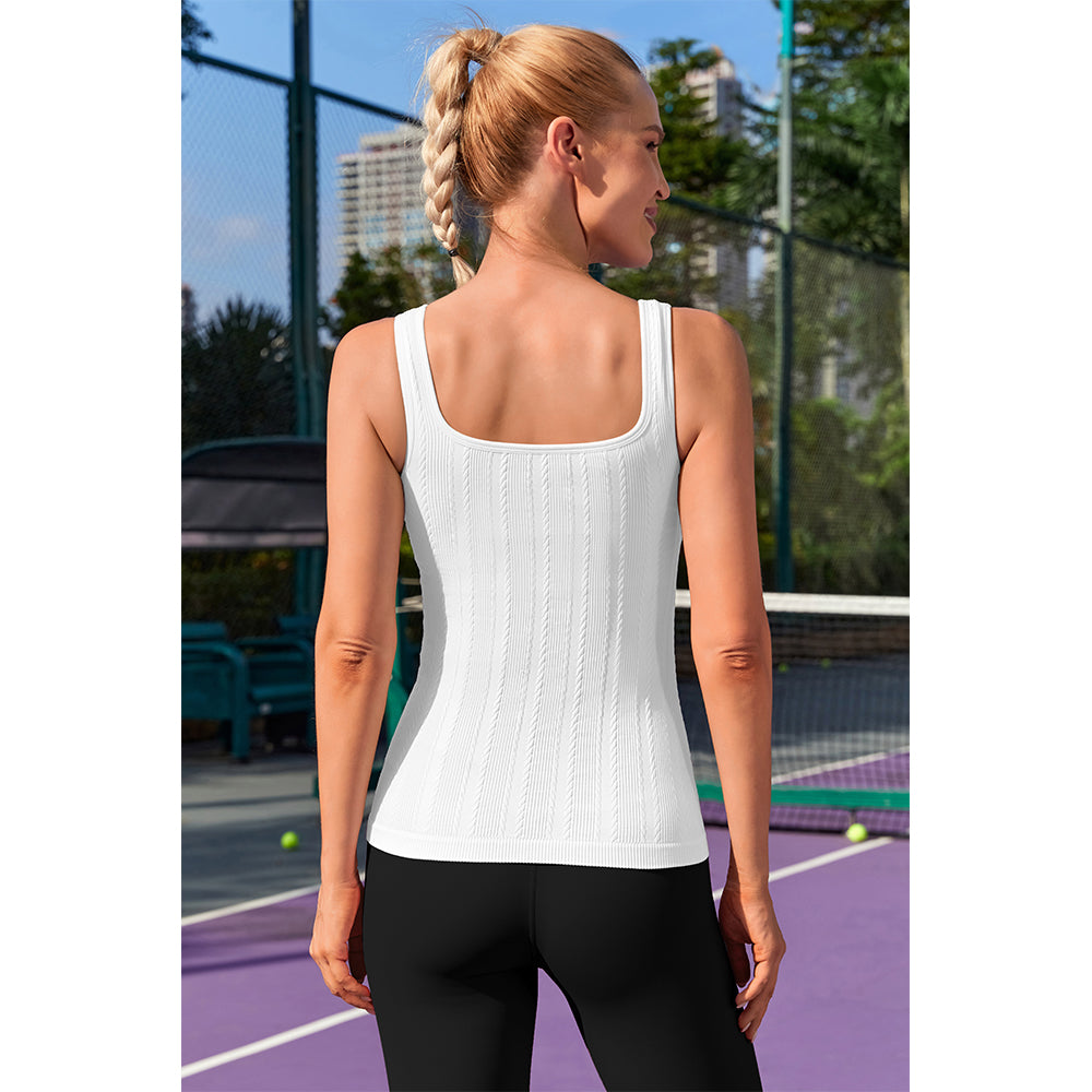 Attraco Women's Ribbed Workout Tank Tops with Built in Bra Athletic Tank Tops Slim Fit Yoga Tops