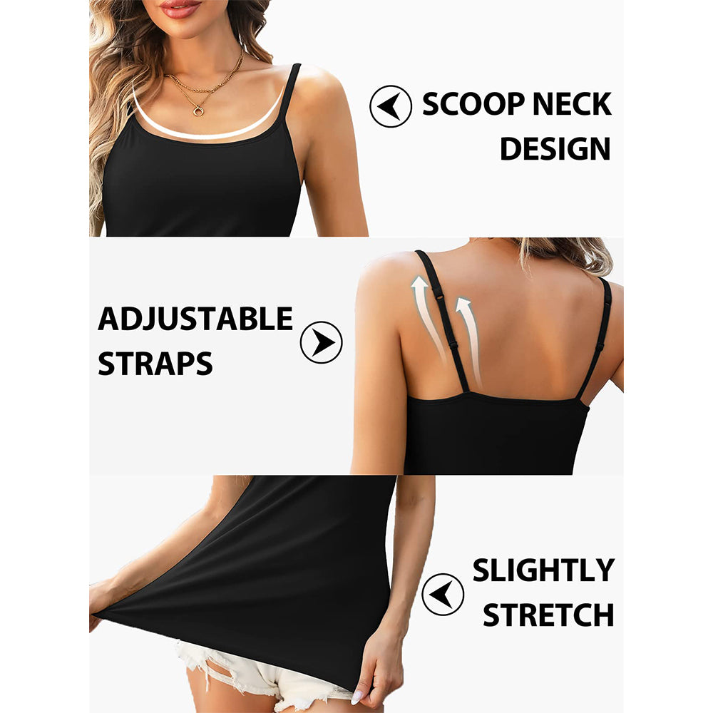 V FOR CITY Women's Shelf Bra Camisole Tops Adjustable Spaghetti Strap Cami Tank Tops Cotton Undershirts 2 Pack