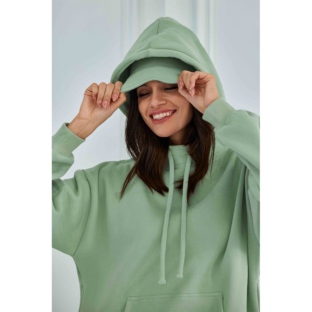 Attraco Women's Airplane Model Travel Hoodie Eye Mask Built in Long Sleeve Oversized Sweatshirt Fleece Hooded with Kangaroo Pocket