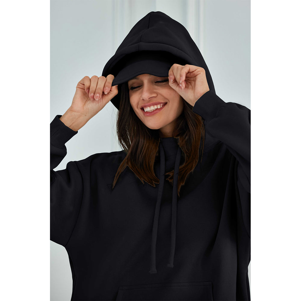 Attraco Women's Airplane Model Travel Hoodie Eye Mask Built in Long Sleeve Oversized Sweatshirt Fleece Hooded with Kangaroo Pocket