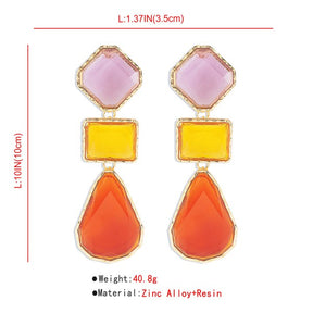 Womens Color Block Geometric Resin Earrings