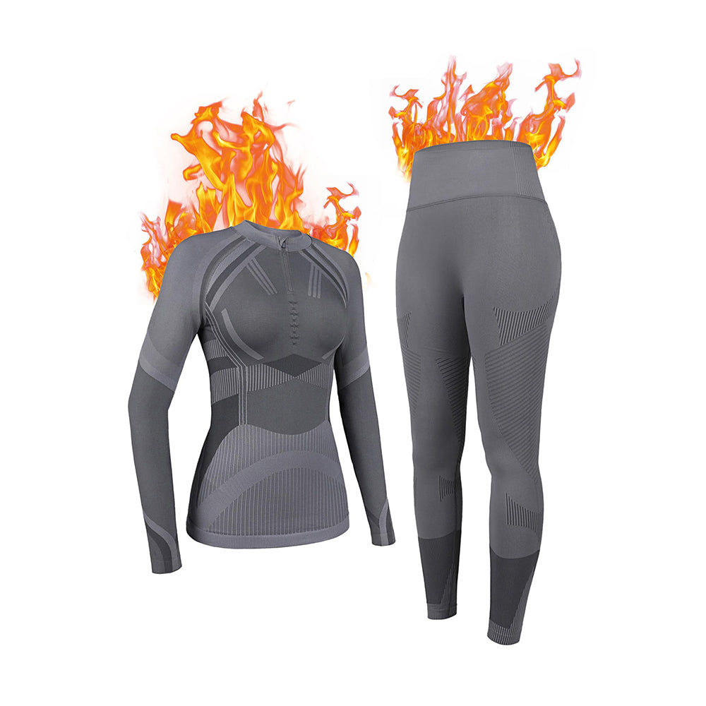 Attraco Women's Thermal Underwear Sets Half Zip Long Johns Underwear Thermal Wear Thermal Set For Winter