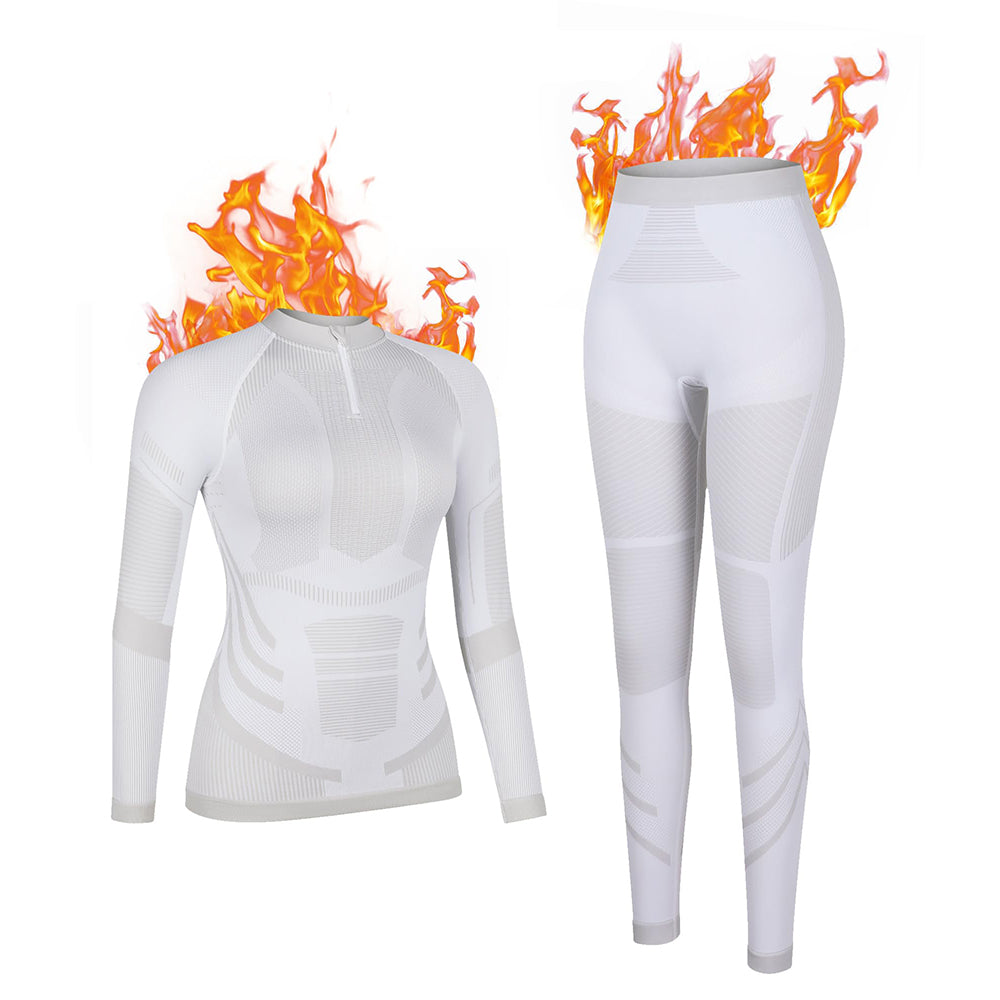 Attraco Women's Thermal Base Layer Set for Skiing Quarter Zip Thermal Underwear for Cold Weather