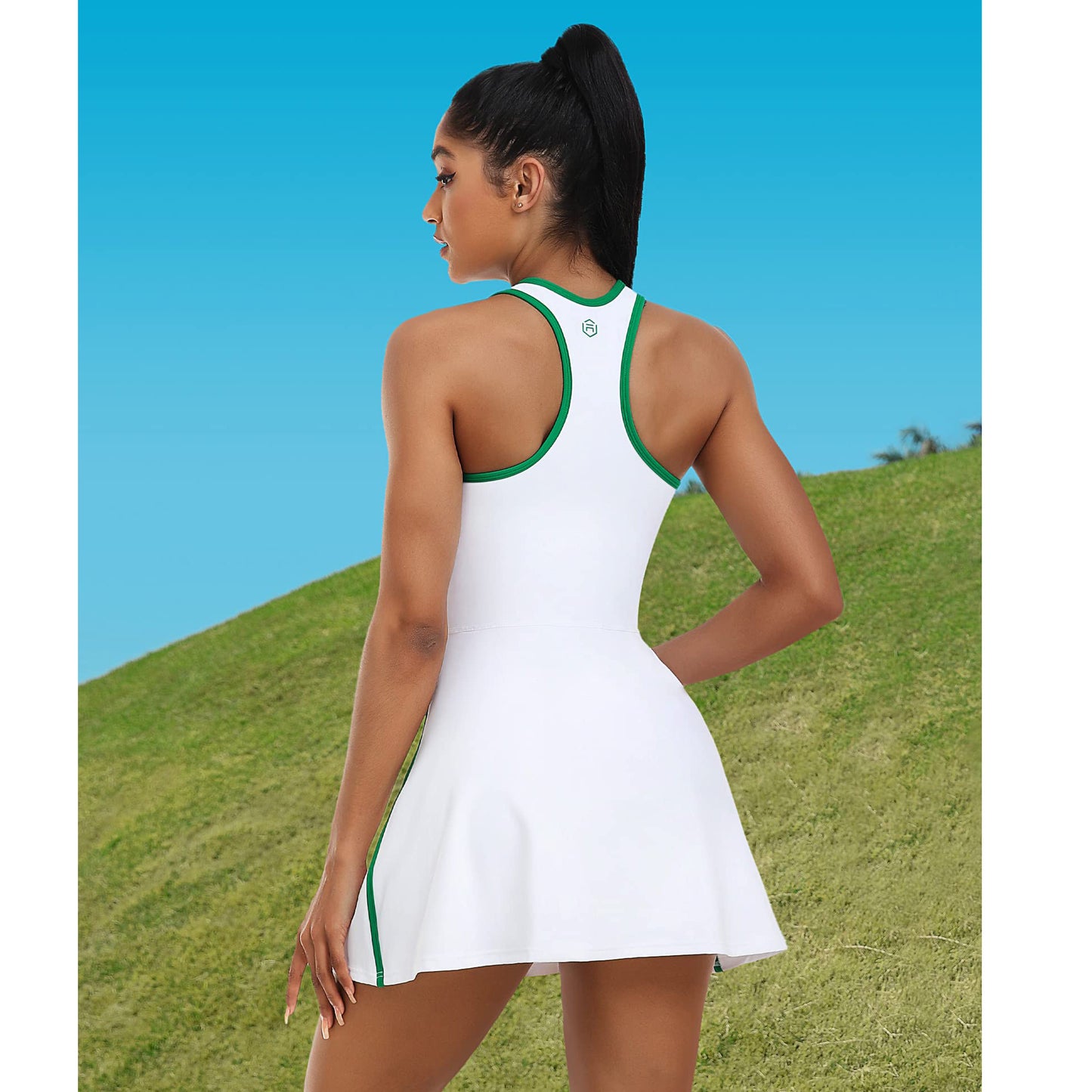 Attraco Tennis Dresses for Women with Shorts Pockets and Bra V Neck Racerback Golf Outfits