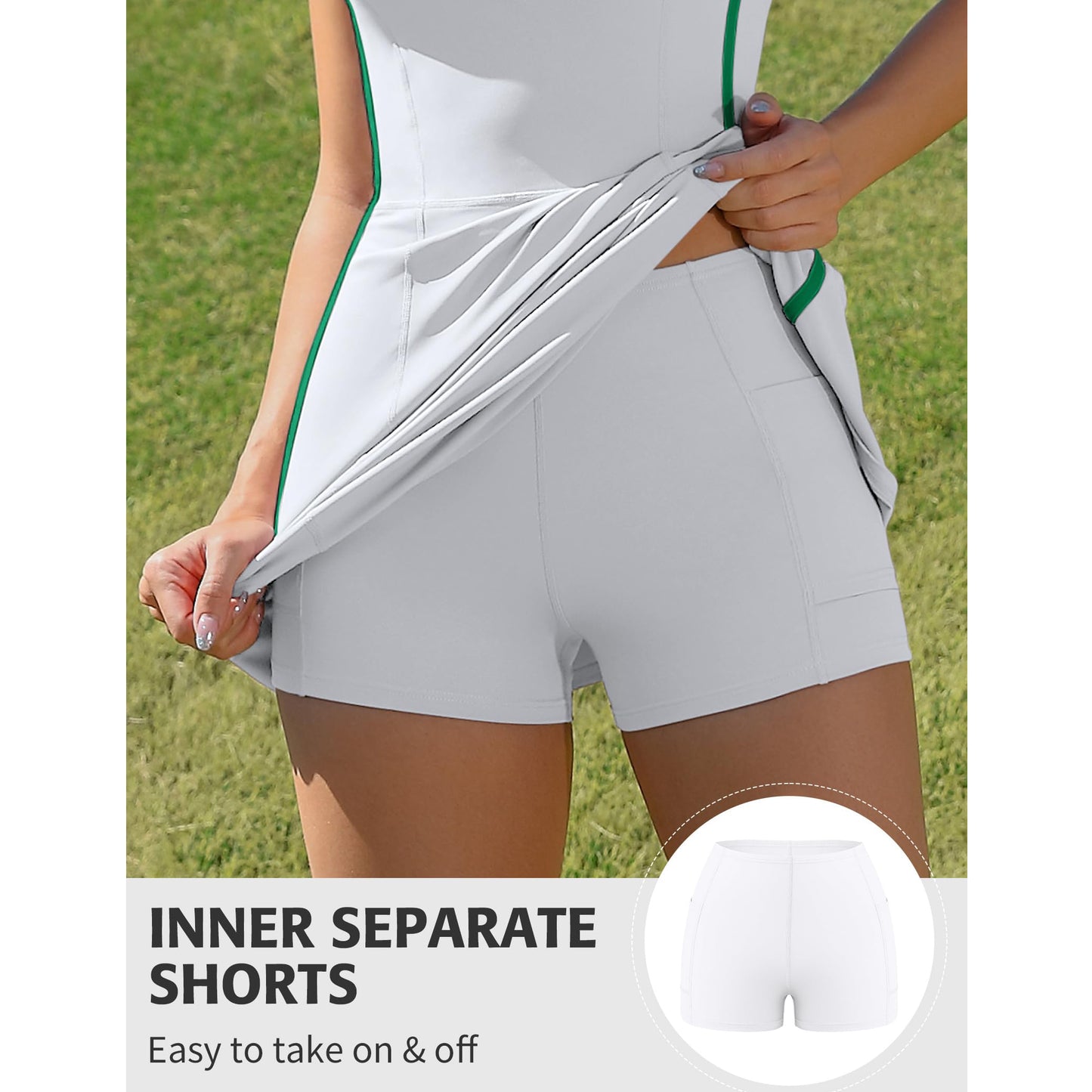 Attraco Tennis Dresses for Women with Shorts Pockets and Bra V Neck Racerback Golf Outfits