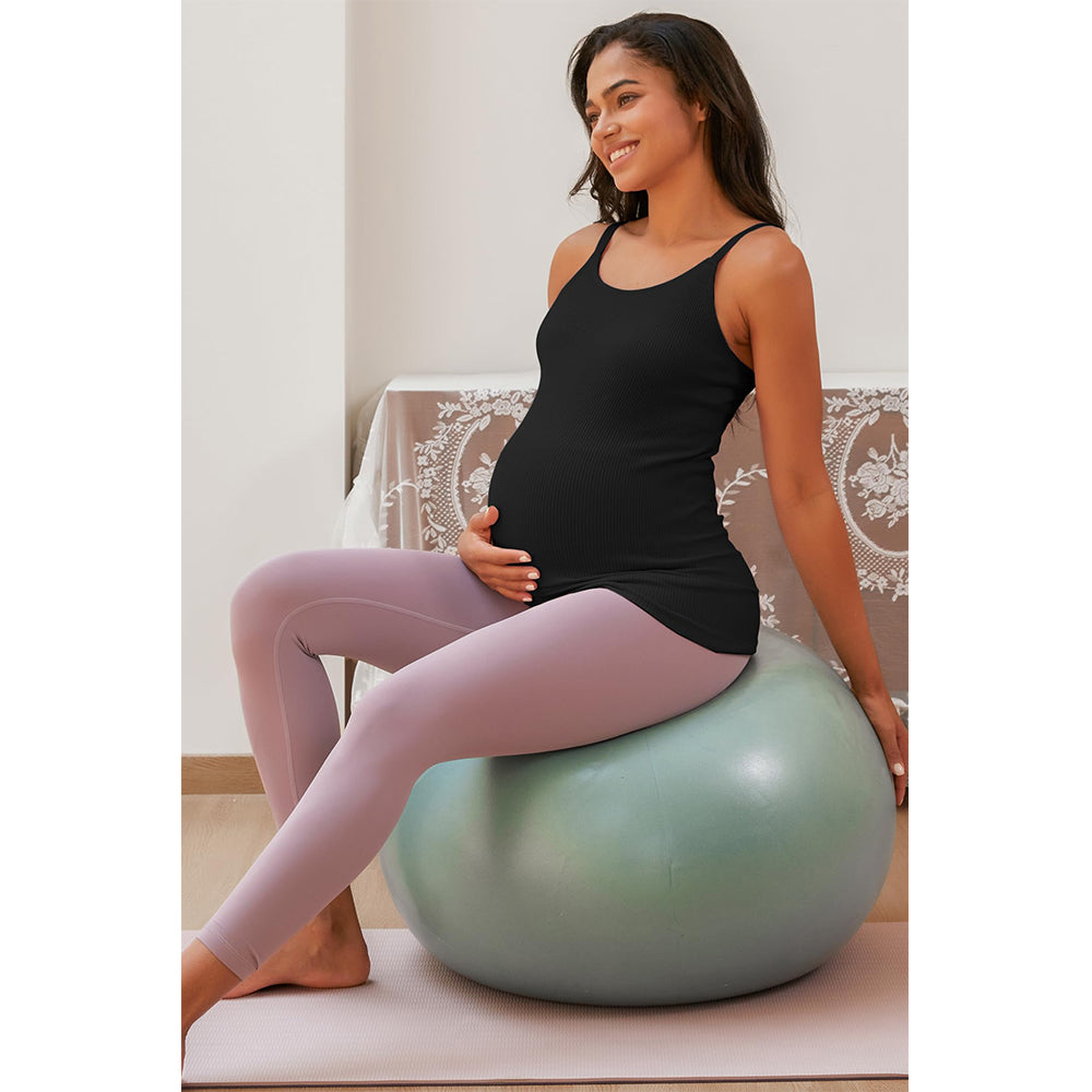 Attraco Women's Maternity Tank Tops with Built in Bra Ribbed Pregnancy Clothes Adjustable Straps