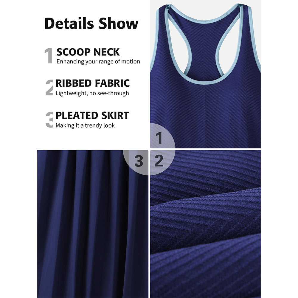 Attraco Women's Tennis Dress with Built in Shorts and Bra Pleated Golf Dress Seamless Athletic Dress
