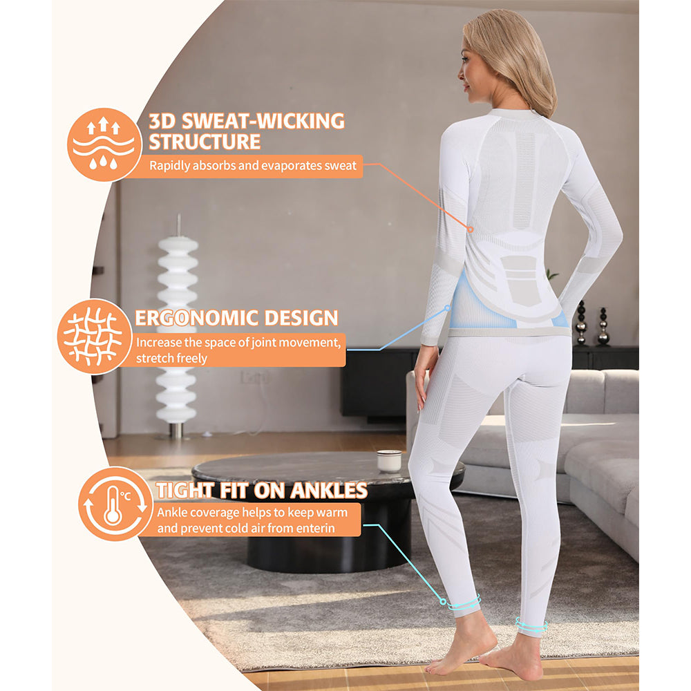 Attraco Women's Thermal Base Layer Set for Skiing Quarter Zip Thermal Underwear for Cold Weather