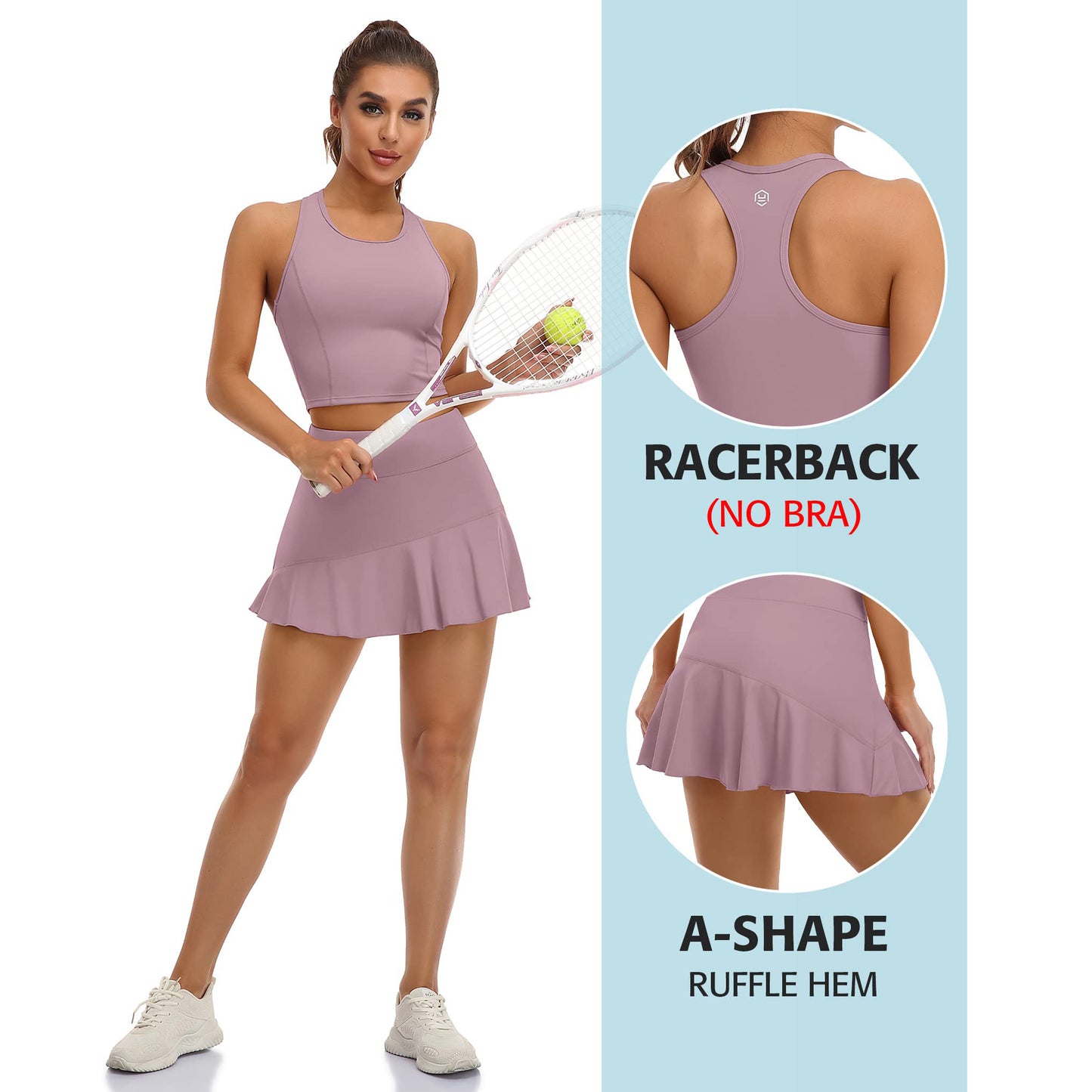 Attraco Women's Tennis Dress with Shorts and Pockets Racerback Golf Workout Outfits