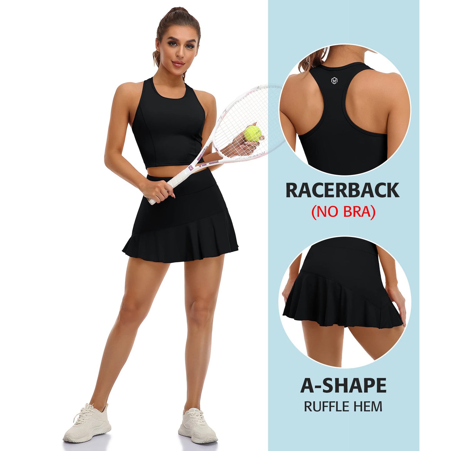 Attraco Women's Tennis Dress with Shorts and Pockets Racerback Golf Workout Outfits