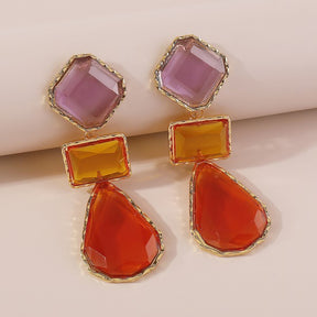 Womens Color Block Geometric Resin Earrings