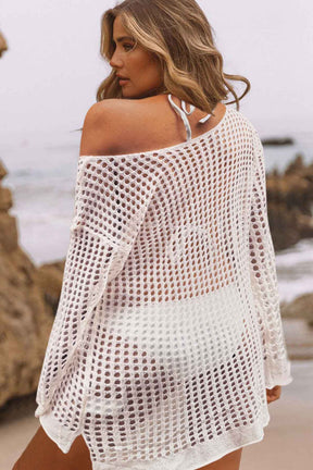 Hollow Out Long Sleeve Loose Cover Up