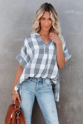 Thin Loose Short Sleeve Top Shirt Casual Blouse-AL9616