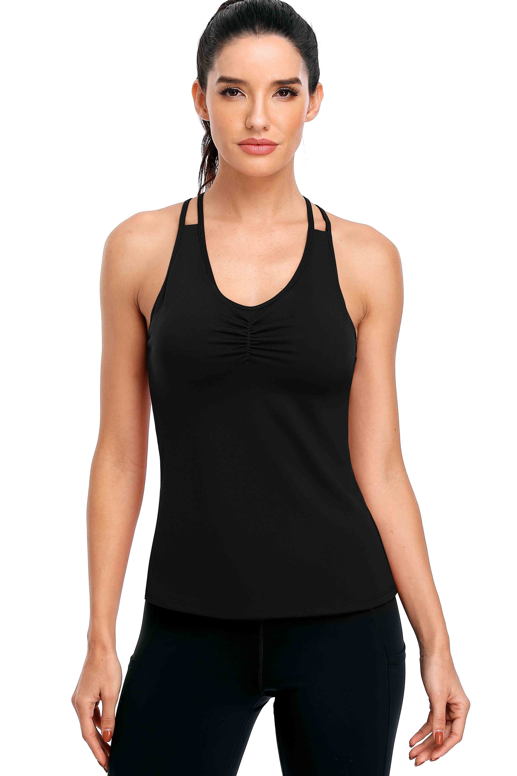 Tight Workout Athletic Camisole with Built in Bra-2325