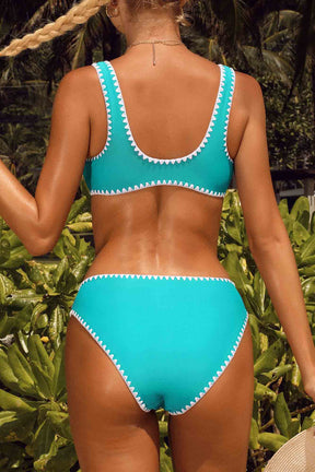 Womens Bikini Bathing Suit Crop Top High Cut Two Piece Swimsuit Sets-7685