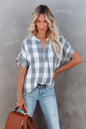 Thin Loose Short Sleeve Top Shirt Casual Blouse-AL9616